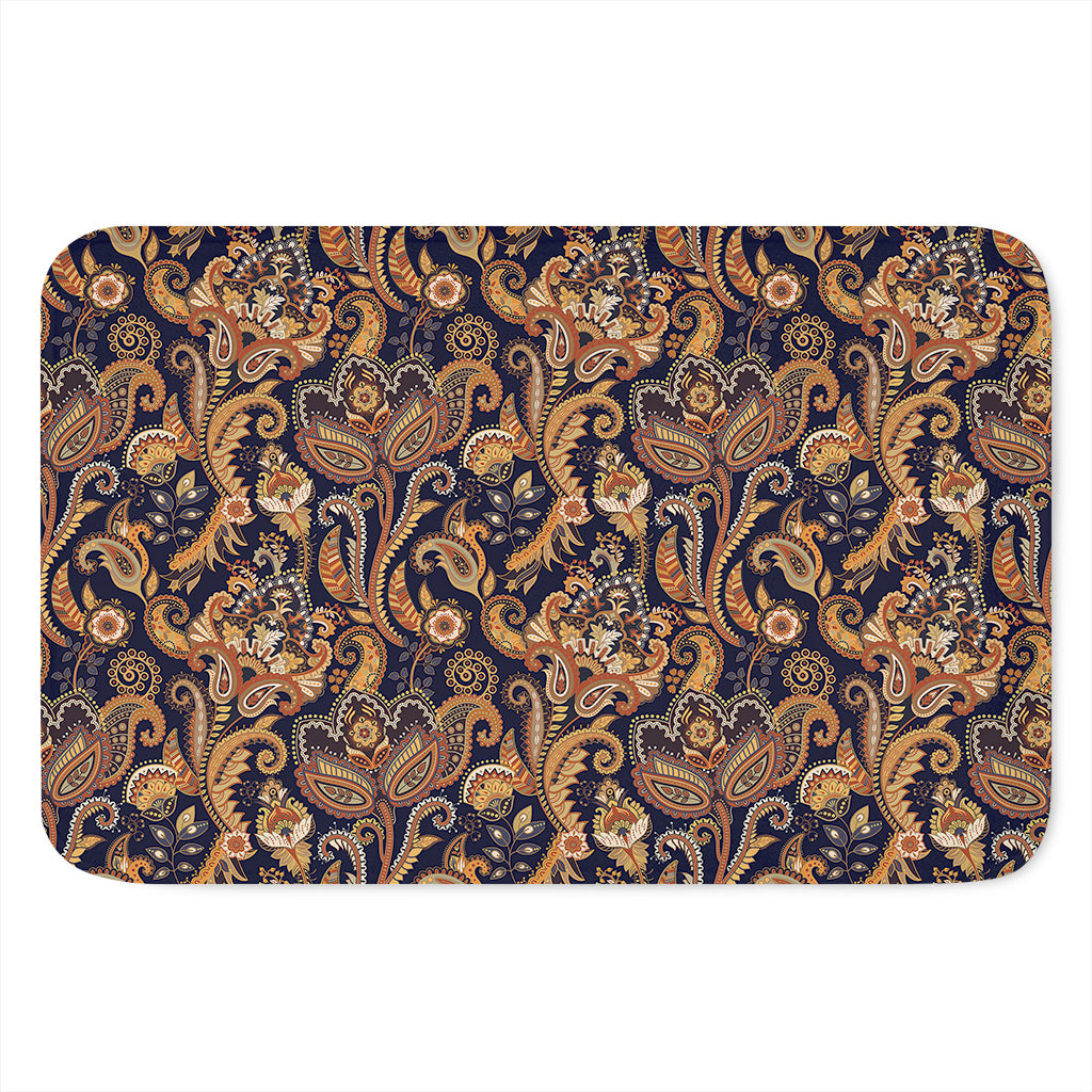 Gold And Blue Paisley Pattern Print Indoor Door Mat