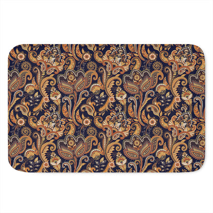 Gold And Blue Paisley Pattern Print Indoor Door Mat
