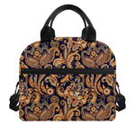 Gold And Blue Paisley Pattern Print Insulated Lunch Bag