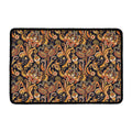 Gold And Blue Paisley Pattern Print Kitchen Mat