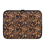 Gold And Blue Paisley Pattern Print Laptop Sleeve