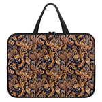 Gold And Blue Paisley Pattern Print Laptop Sleeve With Handle
