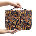 Gold And Blue Paisley Pattern Print Leather Bible Cover