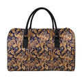 Gold And Blue Paisley Pattern Print Leather Duffel Bag