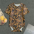 Gold And Blue Paisley Pattern Print Men's Bodysuit