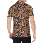 Gold And Blue Paisley Pattern Print Men's Shirt