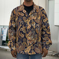 Gold And Blue Paisley Pattern Print Men's Shirt Jacket