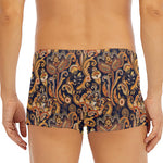 Gold And Blue Paisley Pattern Print Men's Short Boxer Briefs