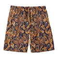 Gold And Blue Paisley Pattern Print Men's Swim Trunks