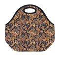 Gold And Blue Paisley Pattern Print Neoprene Lunch Bag