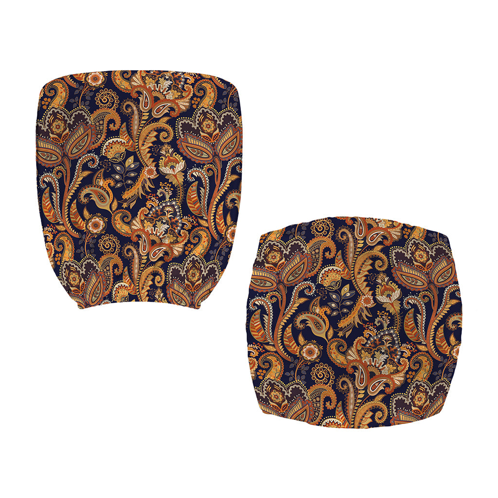 Gold And Blue Paisley Pattern Print Office Chair Cover