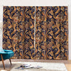 Gold And Blue Paisley Pattern Print Pencil Pleat Curtains