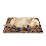 Gold And Blue Paisley Pattern Print Pet Cooling Mat Cover