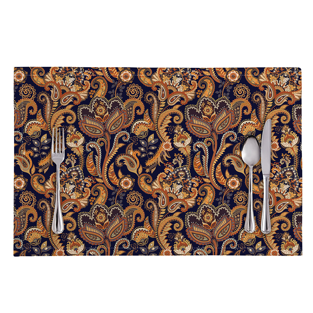 Gold And Blue Paisley Pattern Print Placemat