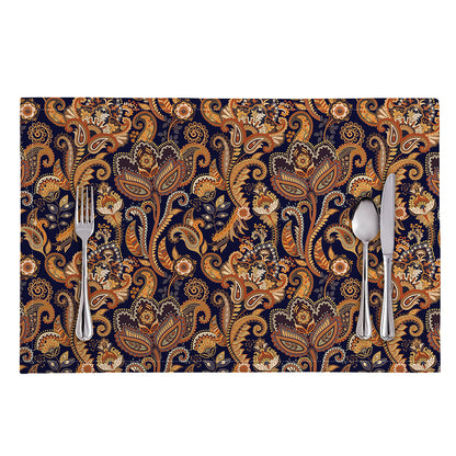 Gold And Blue Paisley Pattern Print Placemat