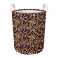 Gold And Blue Paisley Pattern Print Round Laundry Basket