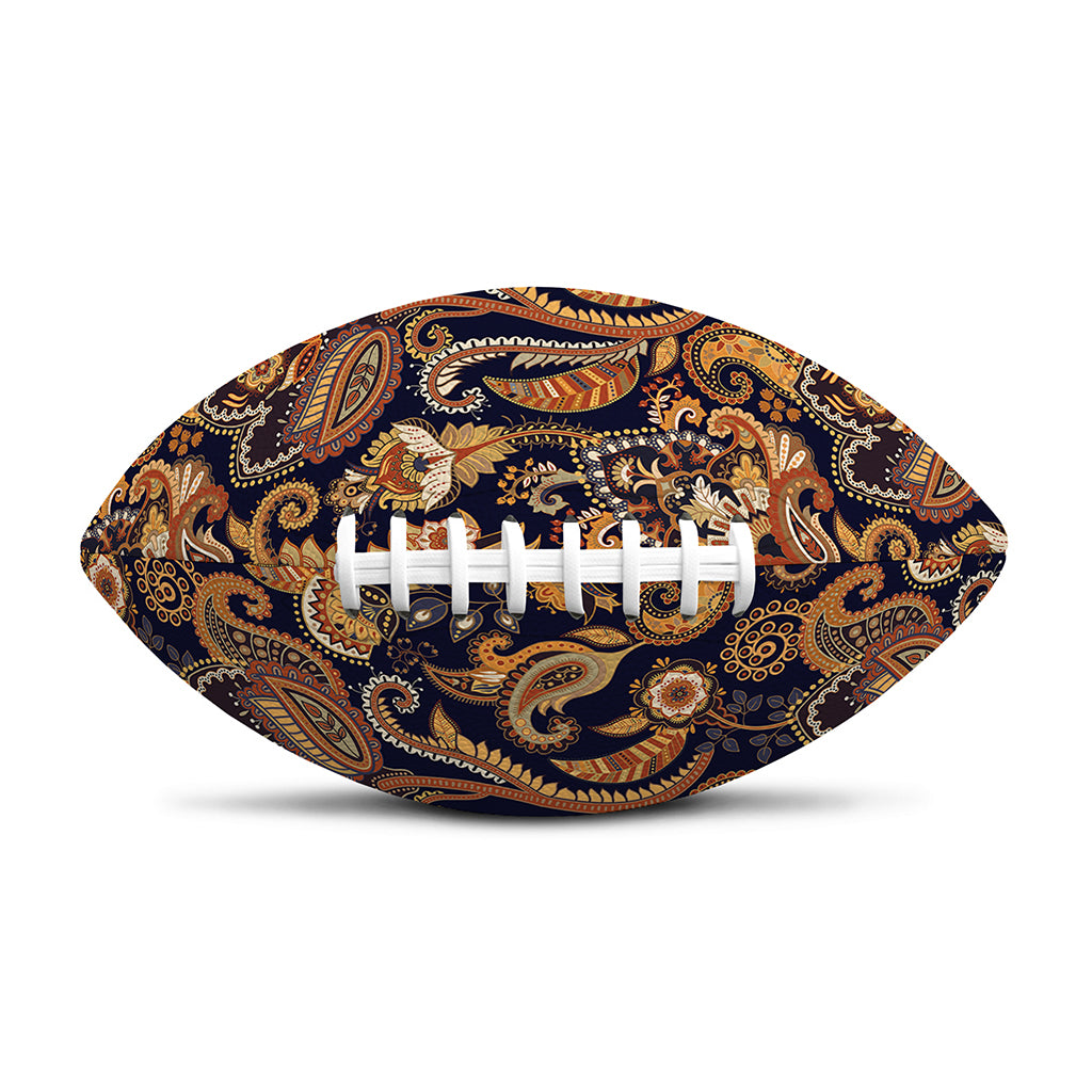 Gold And Blue Paisley Pattern Print Rugby Ball
