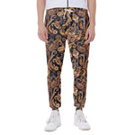 Gold And Blue Paisley Pattern Print Scuba Joggers