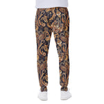 Gold And Blue Paisley Pattern Print Scuba Joggers
