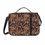 Gold And Blue Paisley Pattern Print Shoulder Strap Bible Bag