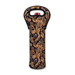 Gold And Blue Paisley Pattern Print Single Neoprene Wine Tote