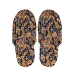 Gold And Blue Paisley Pattern Print Slippers