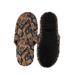 Gold And Blue Paisley Pattern Print Slippers