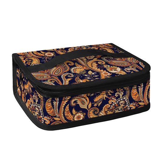 Gold And Blue Paisley Pattern Print Small Lunch Bag