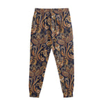 Gold And Blue Paisley Pattern Print Sweatpants