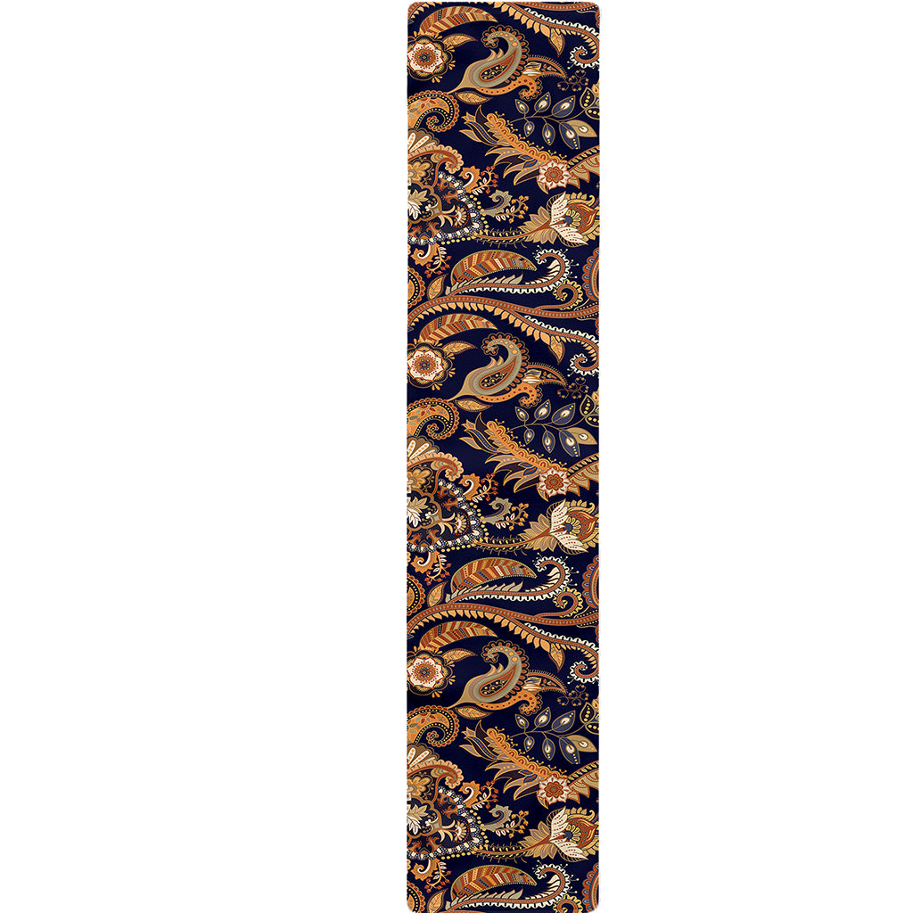 Gold And Blue Paisley Pattern Print Table Runner