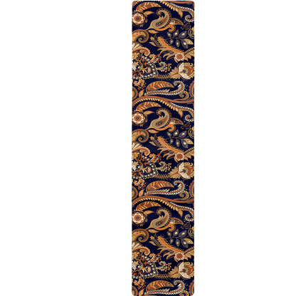 Gold And Blue Paisley Pattern Print Table Runner