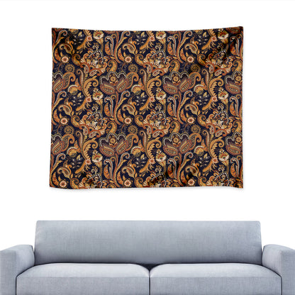 Gold And Blue Paisley Pattern Print Tapestry