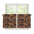 Gold And Blue Paisley Pattern Print Tier Curtains