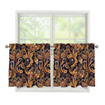 Gold And Blue Paisley Pattern Print Tier Curtains