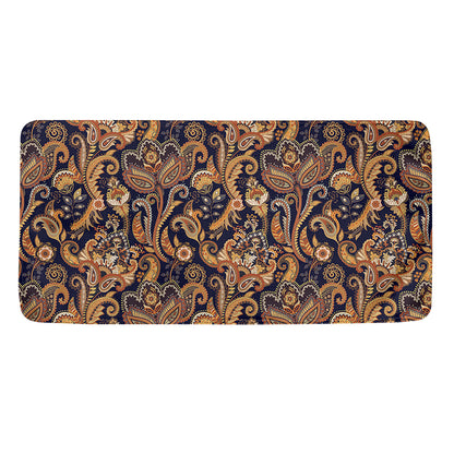 Gold And Blue Paisley Pattern Print Towel