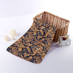 Gold And Blue Paisley Pattern Print Towel
