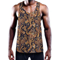 Gold And Blue Paisley Pattern Print Men's Workout Tank Top