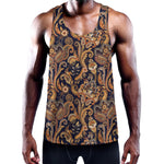 Gold And Blue Paisley Pattern Print Training Tank Top