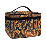 Gold And Blue Paisley Pattern Print Travel Makeup Bag