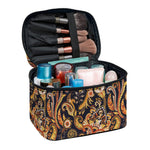 Gold And Blue Paisley Pattern Print Travel Makeup Bag