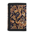 Gold And Blue Paisley Pattern Print Trifold Wallet