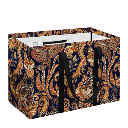 Gold And Blue Paisley Pattern Print Utility Tote Bag