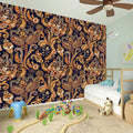 Gold And Blue Paisley Pattern Print Wall Sticker