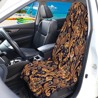 Gold And Blue Paisley Pattern Print Waterproof Car Seat Cover