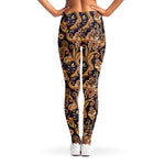 Gold And Blue Paisley Pattern Print Women's Leggings