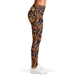 Gold And Blue Paisley Pattern Print Women's Leggings