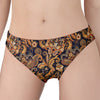 Gold And Blue Paisley Pattern Print Women's Panties