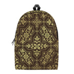 Gold And Brown Thai Pattern Print Backpack