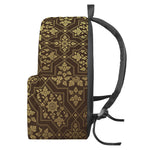 Gold And Brown Thai Pattern Print Backpack