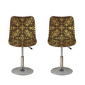 Gold And Brown Thai Pattern Print Bar Stool Covers